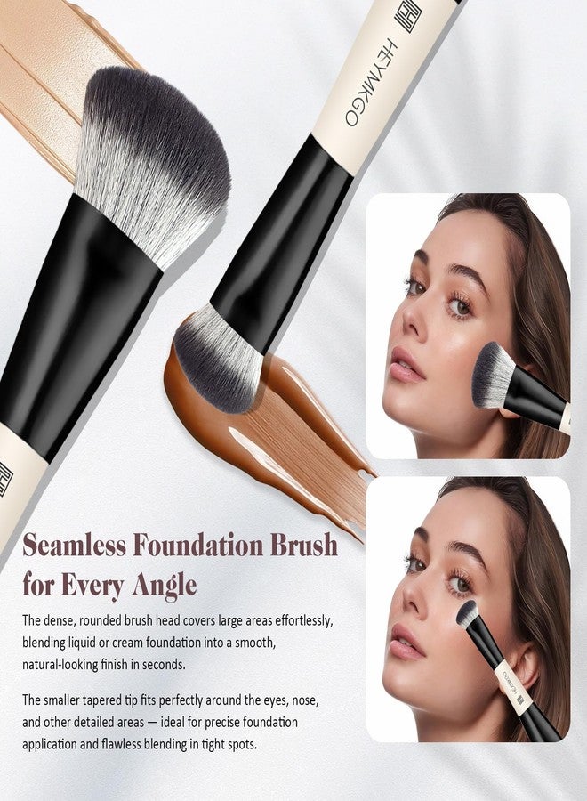HEYMKGO Makeup Brushes Set, 4Pcs Professional Dual-ended Foundation Contour Power Face Eyeshadow Brush set for Liquid,Cream, Powder for Blending Contouring Makeup Tools- Great for Travel Use, Black - Image 3